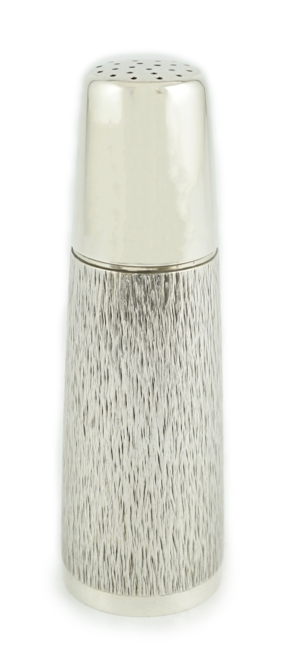 An Elizabeth II part textured silver sugar caster by Adrian Gerald Benney